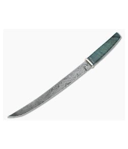 Bill Miller Custom Tanto Short Sword Curly Oak and 256-Layer Damascus - CU-5272 1