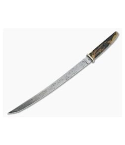 Bill Miller Custom Wakizashi Short Sword Micarta & Damascus - CU-5273 1