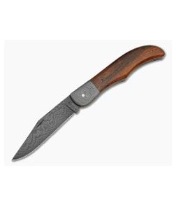 Chuck Hawes Custom Folding Hunter Ironwood Damascus - CU-5289 1