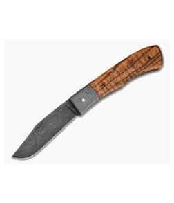 Chuck Hawes Custom Remington Style Folder Tiger Striped Ash Damascus - CU-5295 1
