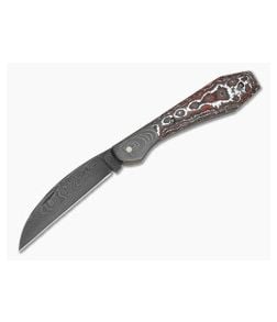 Chuck Hawes Custom Coffin Hilt Copperhead Snow Fire Fatcarbon Damascus Slip Joint Folding Knife (2.95") - CU-5299 1