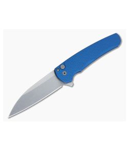Protech Malibu Button Lock Flipper Textured Blue Aluminum Stonewash MagnaCut Wharncliffe 5305-BLUE - PT-5305-BLUE 1