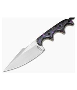 Alan Folts Custom Personal Minimalist Purple Galaxy Acrylic Hand Rubbed Elmax EDC Fixed Blade Knife (3.06") - CU-5306 1