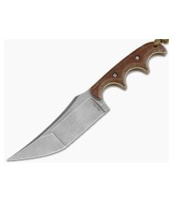 Alan Folts Custom Minimalist Katana Natural Micarta Tumbled Elmax EDC Fixed Blade Knife (3.59") - CU-5312 1