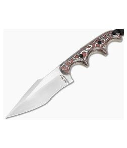 Alan Folts Custom Minimalist Neo Tanto Red/White FatCarbon Hand Rubbed Elmax EDC Fixed Blade Knife (3.06") - CU-5314 1
