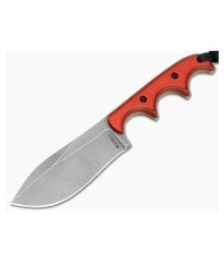 Alan Folts Custom Minimalist Nessmuk Red/Black G10 Tumbled CPM-154 EDC Fixed Blade Knife (2.98") - CU-5316 1