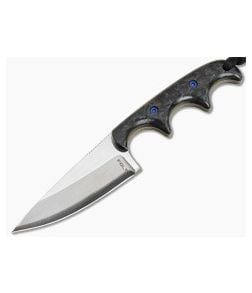 Alan Folts Custom Minimalist Modified Drop Point Blue FatCarbon Polished Hitachi Blue San Mai EDC Fixed Blade Knife (2.72") - CU-5317 1