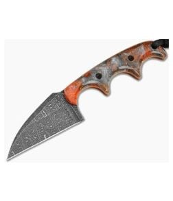 Alan Folts Custom Minimalist Modified Wharncliffe Copper Core Acrylic Damascus EDC Fixed Blade Knife (2.12") - CU-5318 1