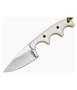 Alan Folts Custom Minimalist Drop Point Ivory White G10 Mirror Polish CPM-154 EDC Fixed Blade Knife (2.15") - CU-5321 1