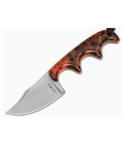 Alan Folts Custom Minimalist Bowie Orange Resin Chaos Ceramic Blasted Magnacut EDC Fixed Blade Knife (2.06") - CU-5325 1