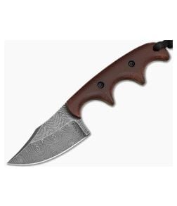 Alan Folts Custom Minimalist Bowie Double Red Micarta Raindrop Pattern Carbon Damascus EDC Fixed Blade Knife (2.06") - CU-5327 1