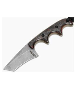 Alan Folts Custom Minimalist Tanto Red FatCarbon Tumbled CPM-154 EDC Fixed Blade Knife (2.02") - CU-5331 1