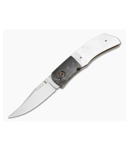 Aaron Frederick Mother of Pearl Damascus Bolster Titanium Liner Lock Custom Folding Knife (3.00") - CU-5336 1