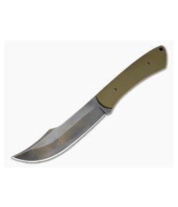 Aaron Frederick Green G10 1084 Forced Patina Scimitar Custom Fixed Blade Knife (4.62") - CU-5344 1