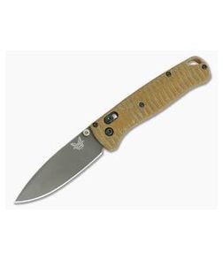 Benchmade Bugout Gray Cerakote S30V Grooved Natural Micarta Putman Scales 535GRY - BM-535GRY-PBS-007 1
