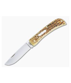 Case Sod Buster Jr. Pocket Worn Peach Seed Jigged Antique Bone Slip Joint 55222 - CA-55222 1