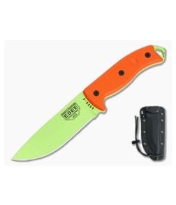 ESEE 5P Venom Green Orange G10 with Black Kydex Sheath - ESEE-5P-VG-E 1