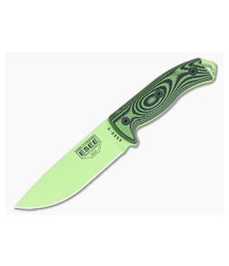 ESEE 5 Fixed Blade 3D Neon Green & Black Textured G10 Venom Green 1095 Drop Point Blade 5PVG-007 - ESEE-5PVG-007 1