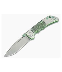 Spartan Harsey Folder Special Edition Green Spartan Shield Stonewashed S35VN - SB-5SHIELD-02 1