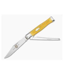 Great Eastern #63 Fish Knife Fish School Jigged Yellow Micarta - GEC-631226SS-FSJYM 1
