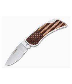 Case x Woodchuck Executive Lockback Flag Brushed Stainless Steel Folder 64324 - CA-64324 1