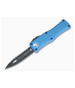 Microtech Hera D/E Black Full Serrated Double Edge Blue OTF Automatic 702-3BL - MT-702-3BL 1