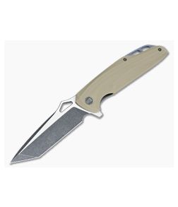 WE Knife Co 706C Flipper Tan G10 Black Stonewash-Satin D2 - WE-706C 1