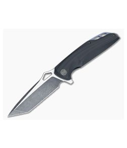 WE Knife Co 706E Flipper Black G10 Black Stonewash-Satin D2 - WE-706E 1