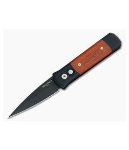 Protech Knives Godson Black Plain Edge Cocobolo Inlays 707-C - PT-707-C 1