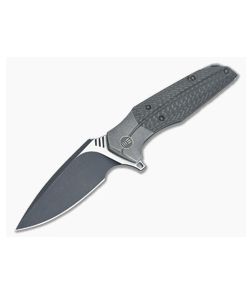 WE Knife Co Nitida 707A Grey Titanium Flipper Carbon Fiber Black SW S35VN - WE-707A 1