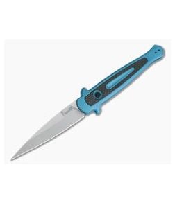 Kershaw Launch 8 Teal Stiletto Stonewashed CPM154 Carbon Fiber Inlay Automatic Knife 7150TEALSW - KS-7150TEALSW 1