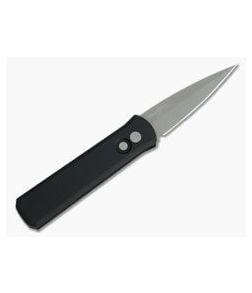 Protech Knives Godson Left Handed Blasted Plain Edge Black Aluminum Automatic 720-LH - PT-720-LH 1