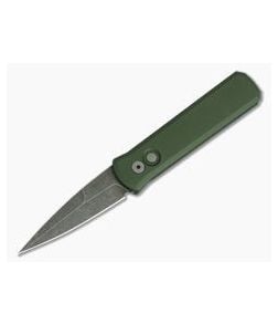 Protech Knives Godson Exclusive Acid Wash Blade Green Aluminum Handle - PT-721-AW-GN 1