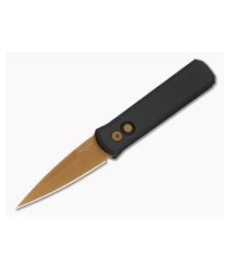Protech Godson Auto Black Handle Tan PVD Blade - PT-721-TAN 1