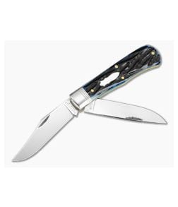 Great Eastern Cutlery Northfield UN-X-LD #72 French Creek Trapper Continental Blue India Jigged Bone 1095 Carbon Steel Two-Blade Pocket Knife (3.87" Closed) 728226 - GEC-728226-CBIJB 1