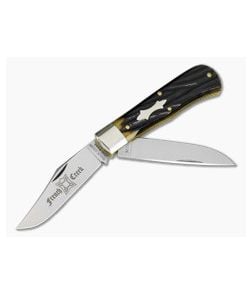 Great Eastern Cutlery Tidioute #72 French Creek Trapper Pine Bark India Jigged Bone 1095 Carbon Steel Two-Blade Pocket Knife (3.87" Closed) 728226 - GEC-728226-PBIJB 1