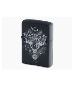 Zippo Lighter Aztec Wolf Matte Black Windproof Lighter 77415 - ZI-77415 1