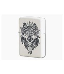 Zippo Lighter Matte White Aztec Wolf 79482 - ZI-79482 1