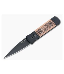 Protech Godson Copper Steampunk Limited Black Automatic Knife 7SP-3 - PT-7SP-3 1