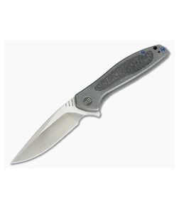WE Knife 805F Wisp Gray Titanium Carbon Fiber Satin S35VN Frame Lock Flipper - WE-805F 1