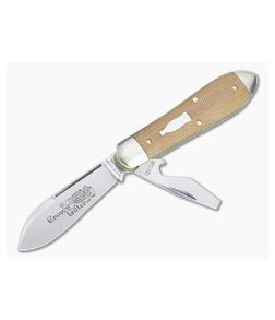 Tidioute Cutlery #85 Crown Lifter Bullet End Jack Slip Joint Natural Canvas Micarta - GEC-852221-NCM 1