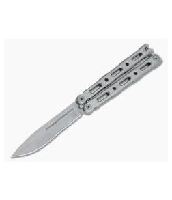 Benchmade 85 Billet Titanium BaliSong Stonewashed S30V Drop Point Butterfly Knife - BM-85 1