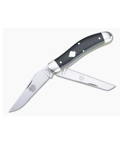 Tidioute #88 PPP Bayou Trapper Ace of Spades Black Linen Micarta Slip Joint Folder - GEC-888222-BLM 1