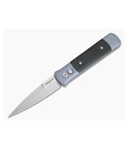 Protech Knives Godfather Special Grey Satin Plain Edge Carbon Fiber Inlays 900-CF - PT-900-CF 1