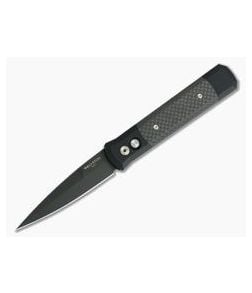 Protech Knives Godfather Black DLC Plain Edge Carbon Fiber Inlays 901 BT - PT-901-BT 1