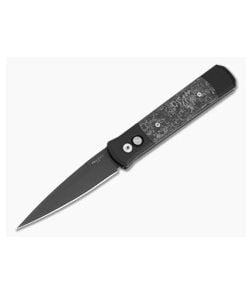 Protech Godfather Black Aluminum TechnoCarbo Black Carbon Fiber 154CM Black DLC Automatic Knife (4.00" Blade) 905-LTD TC Black - PT-905-LTD-TC-BLACK 1