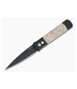 Protech Godfather Maple Burl Wood Black DLC Blade - PT-906 1