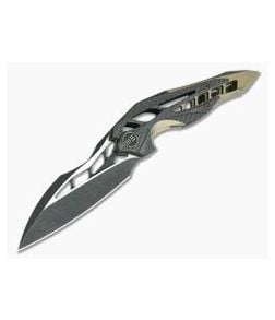WE Knives Arrakis Isham Flipper Carbon Fiber Champagne Titanium Black M390 906CF-B - WE-906CF-B 1