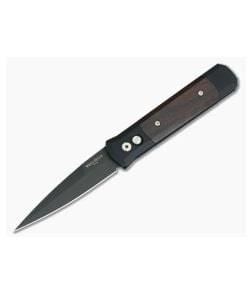Protech Knives Godfather Black Plain Edge Cocobolo Inlays 907-C - PT-907-C 1