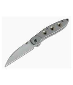 WE Knives 908A Schism Wharncliffe Gold Hole Titanium Frame Lock Stonewashed S35VN - WE-908A 1
